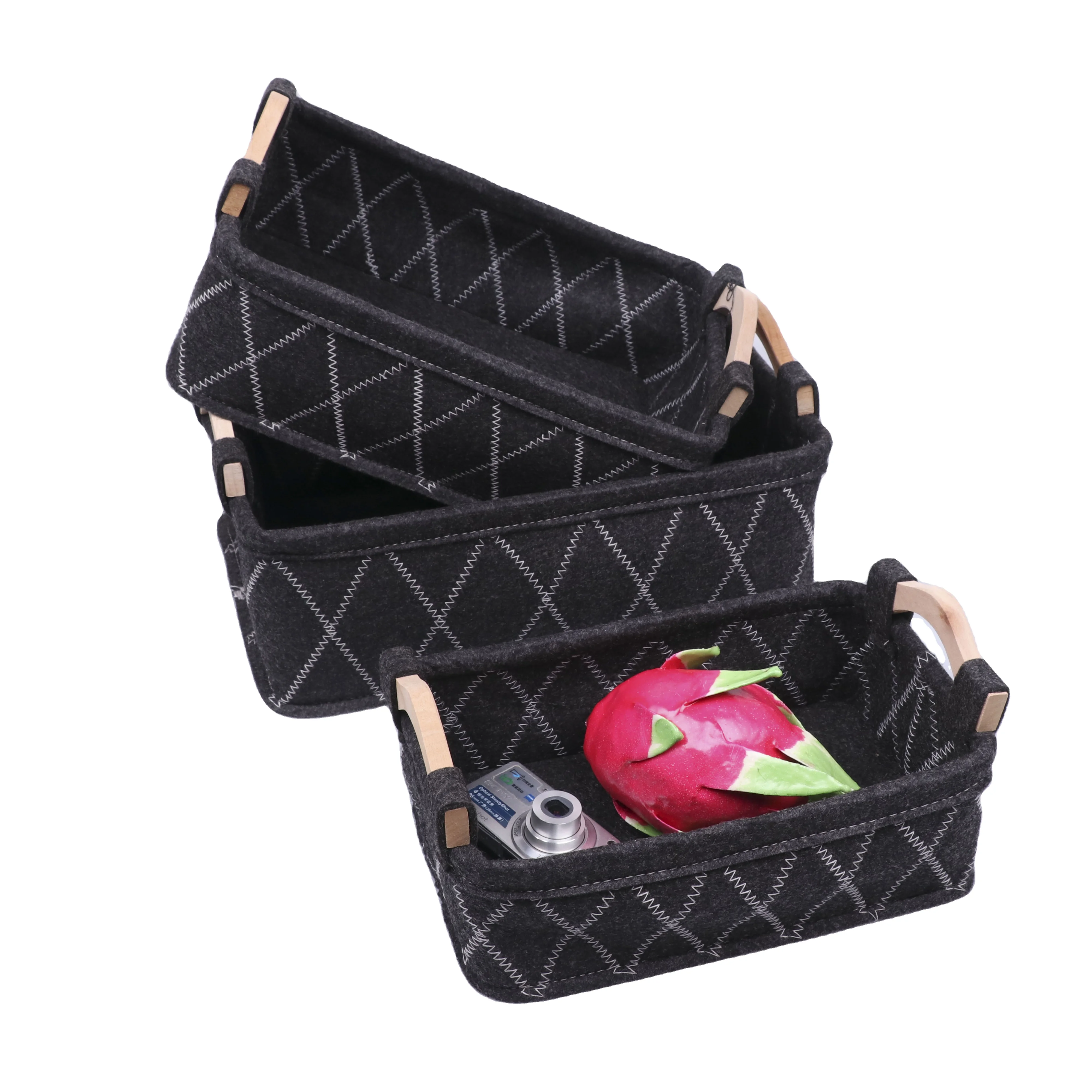 Modern Felt Storage Basket Black Kids Toy Storage Container Desktop Household Sundries Storage Boxes