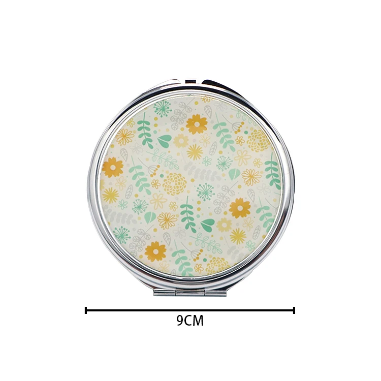 Customized Logo customized designs round shape MOQ free Storage Metal Folding pill case mini mirror