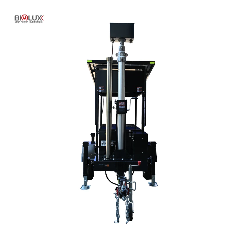 Solar Powered Off-grid Tower Mobile Solar Surveillance CCTV Trailer With 2 Panels