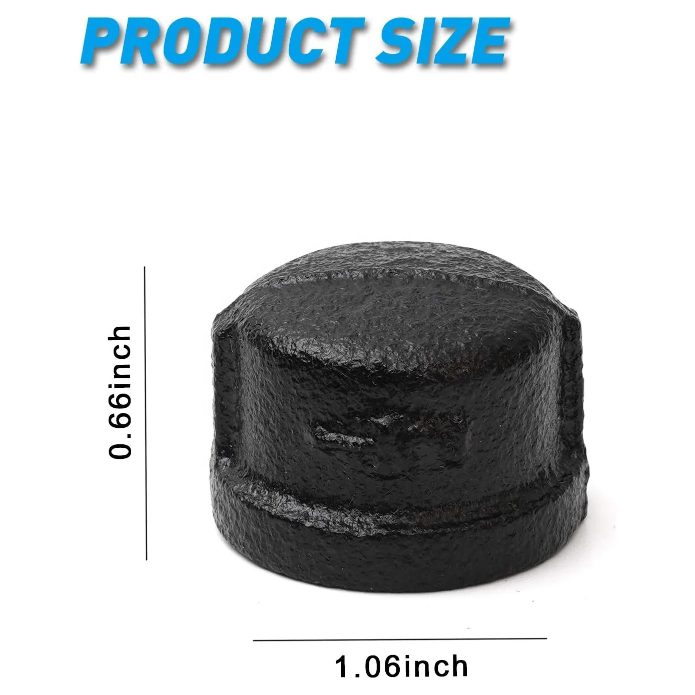 Black Pipe Cap Home Black Malleable Iron Cast Pipe Caps For Steam-punk Vintage Shelf Bracket DIY Plumbing Pipe Fittings Decor