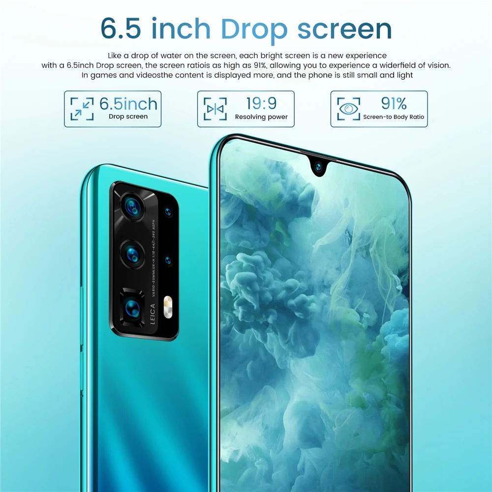 
VBEST 2020 Hot Sale P40 Pro Android 10.0 Smartphone 6.5 Inches Large Memory 8GB+128GB thin Face Unlock Dual Card 