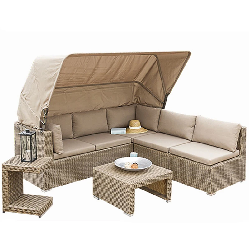 Расслабиться напольная угловая беседка ротанга угловая мебель для сада с палатка