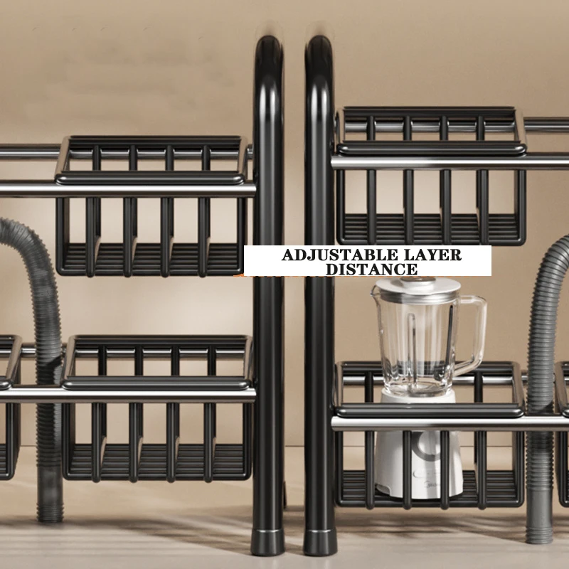 Kitchen Under Sink Organizers Rack 2 Tier Scalable Holder cookware pot storage rack multifunction basket racks