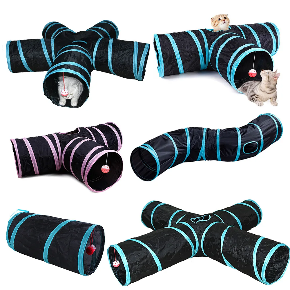 Pet Cat Tunnel Tube 3 Way 5 Way Extensible Collapsible Interactive Toy S-Shaped Tunnel Indoor Cats Maze Tunnels Tube toy