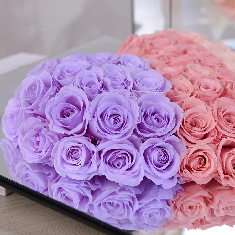 Индивидуальный зеркальный дизайн настоящая Роза всегда сохраненные розы акриловая коробка в форме сердца