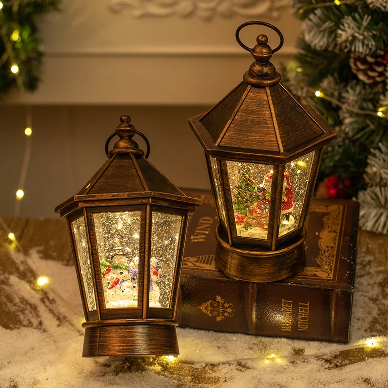 Christmas Decoration Lamp Hanging Christmas Lanterns Lamp Santa Snowman Scene Christmas Snow Globe