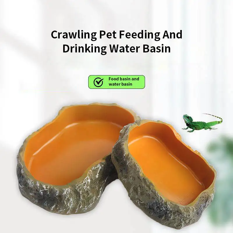 Durable Reptile Breeding Resin Water Bowl Lizard Breeding Box Landscaping Bowl Pet Bowls