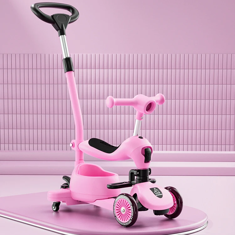 High quality 2in1 kids children scooter foldable ride on car toy girls boys with light