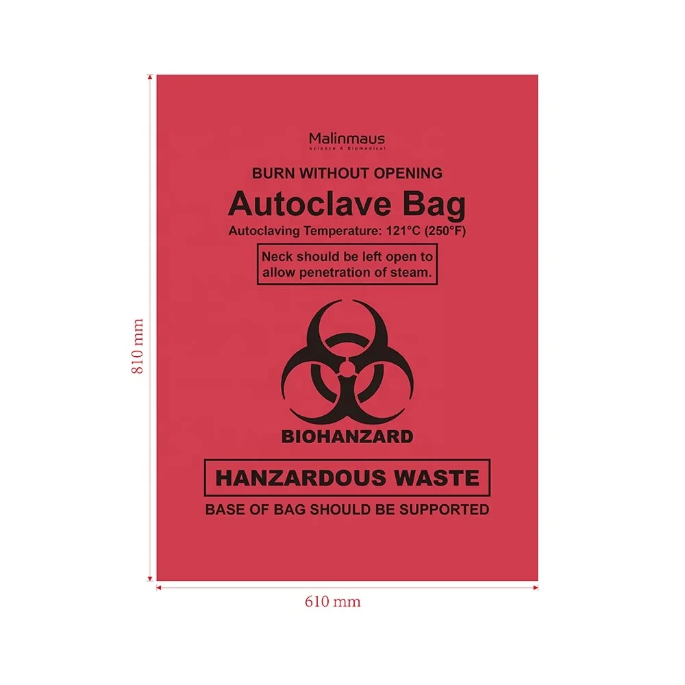 +121C Autoclave medical laboratory disposable biosafety Biohazard Waste Bag