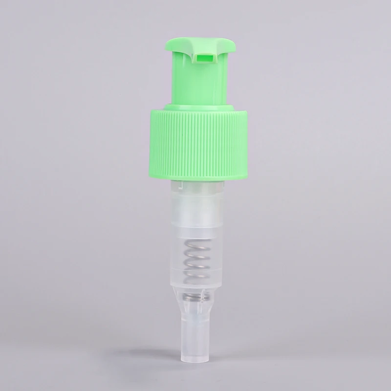 green color lotion pump 24/410 with clip for soap dispenser pump with aluminium ribbed sprayer pump