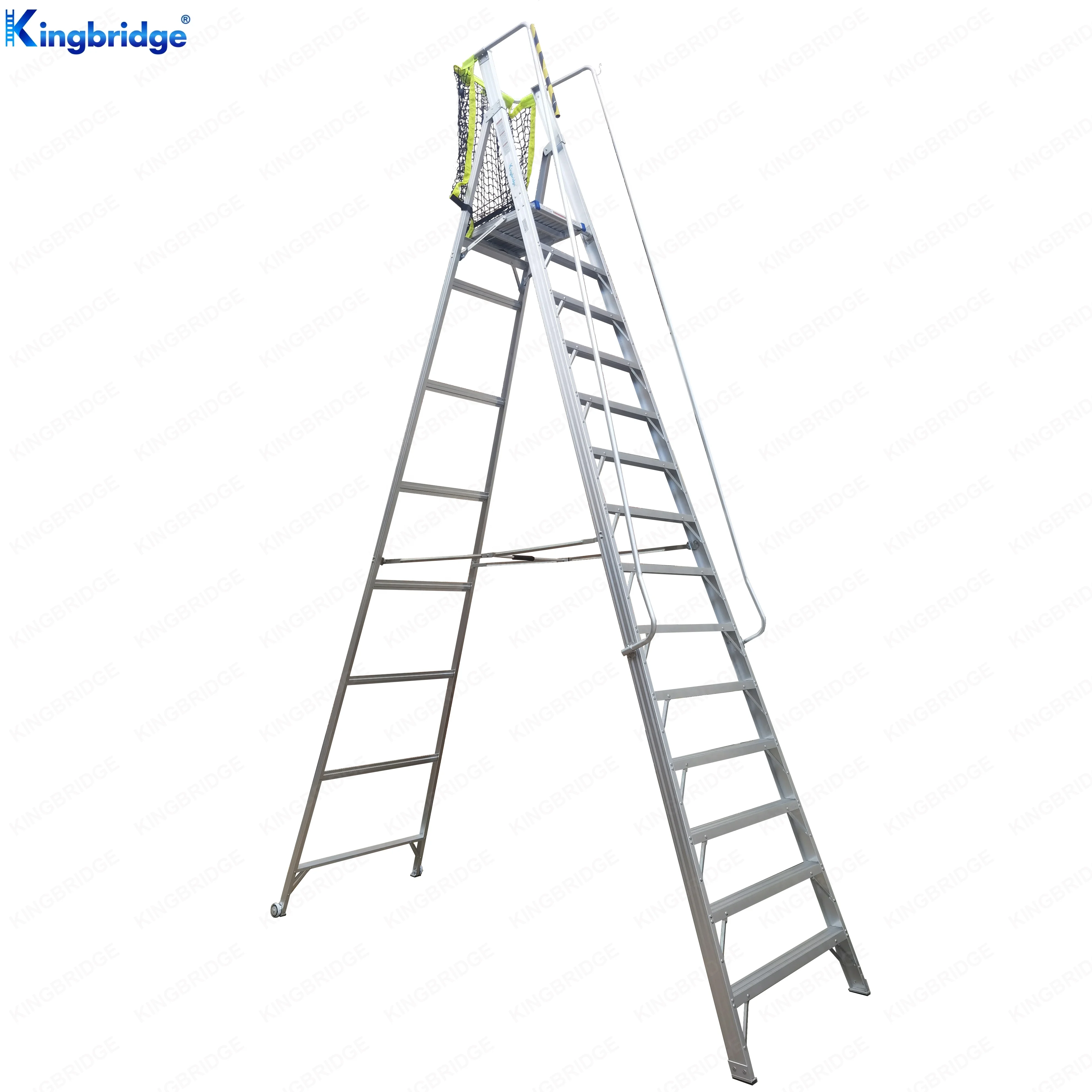 Kingbridge промышленная передвижная алюминиевая платформа Лестница безопасная большая платформа 14 ступенек лестница