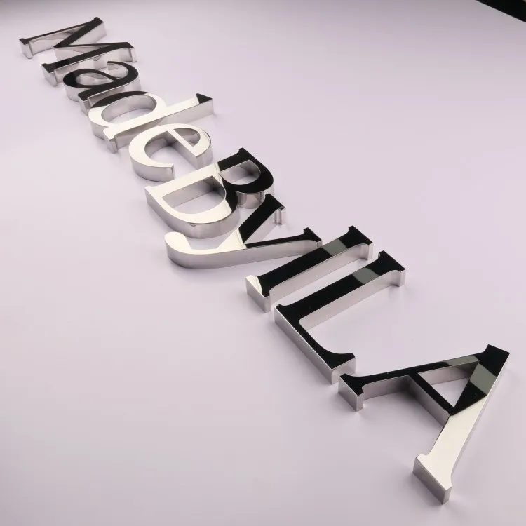 custom 3d metal business sign letters aluminum silver mirrored stainless steel logo wall sign office signs