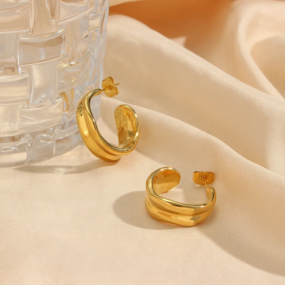 18k gold plated stainless steel jewelry  gold filled jewellery wholesale earrings women ear ring gold hoop earrings
