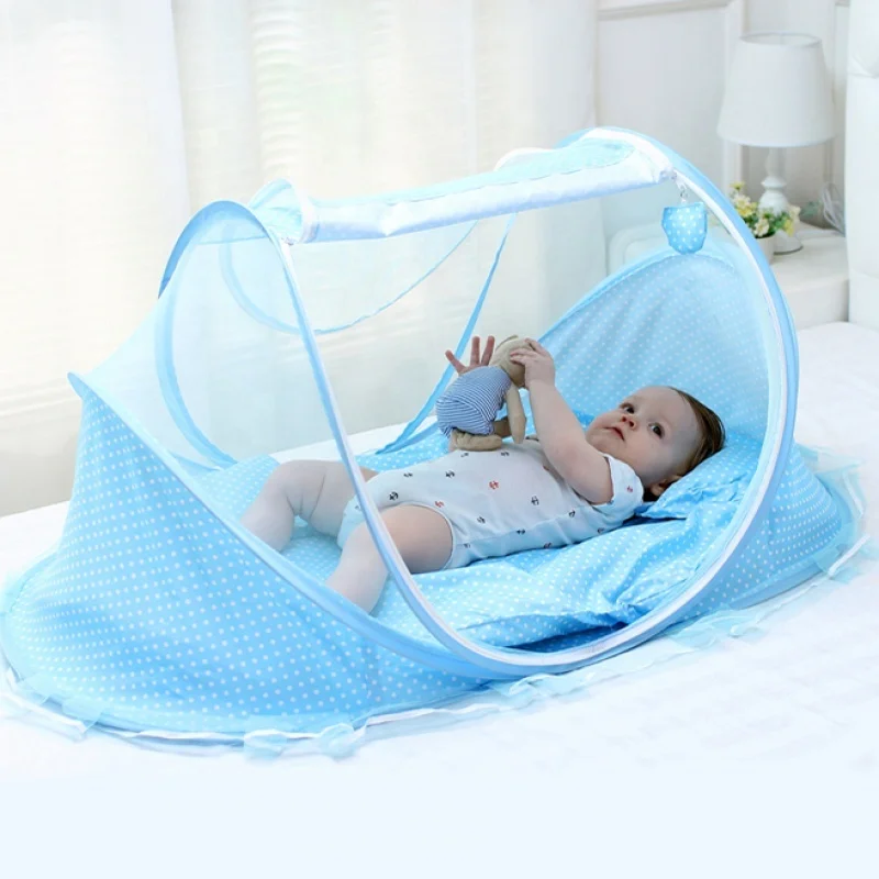 Mini Baby Bedding Crib Netting With Mattress Folding Baby Mosquito Nets Bed