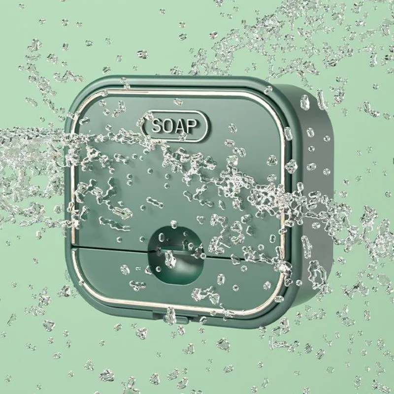 Bathroom Drain Soap Box Punch-free Wall-mounted with Lid Toilet Household Laundry Soap Storage Rack Flip Hidden Soap Box