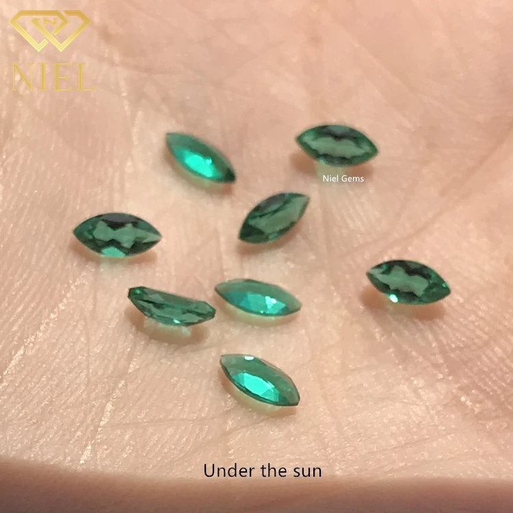 Zambia small gems stone price grown cutting marquise lab created emeralds zambian green emerald gemstone
