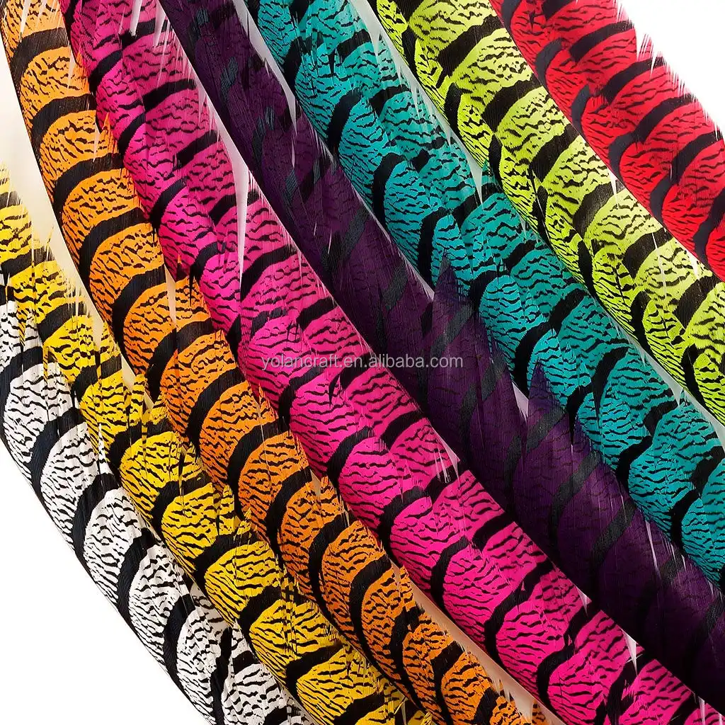 30-35 inch directly dyed lady Zebra Pheasant Feather for Carnival Costumes Carnival Feathers for Crafts