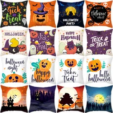 Halloween Cushion Cover 45x45 Polyester Pillowcase Decorative Sofa Chair Cushions Home Decor Black Yellow Pillow Cases