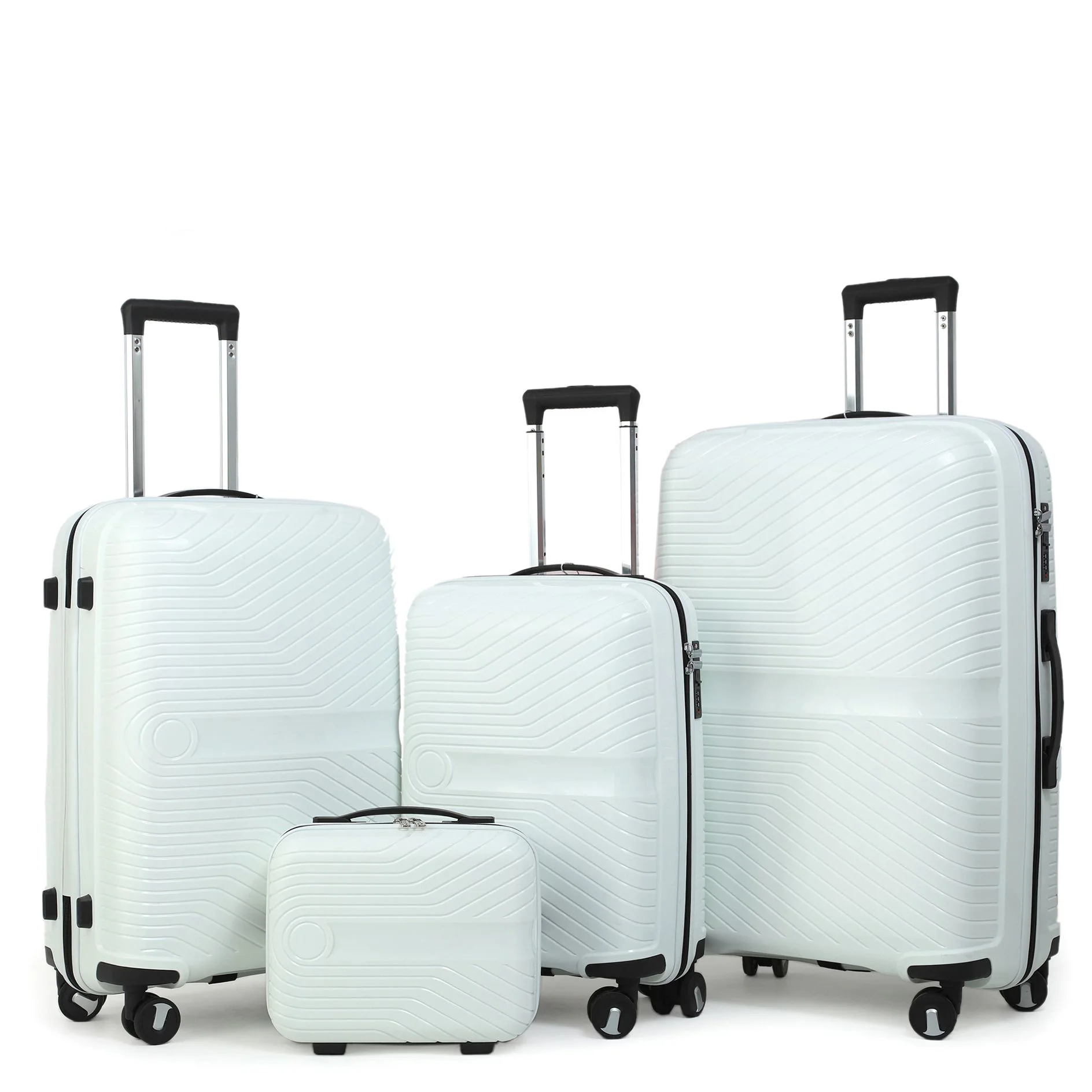new design Universal factory direct sale multifunction spinner 360 degree wheels 4 PCS set PP luggage for outdoor travel