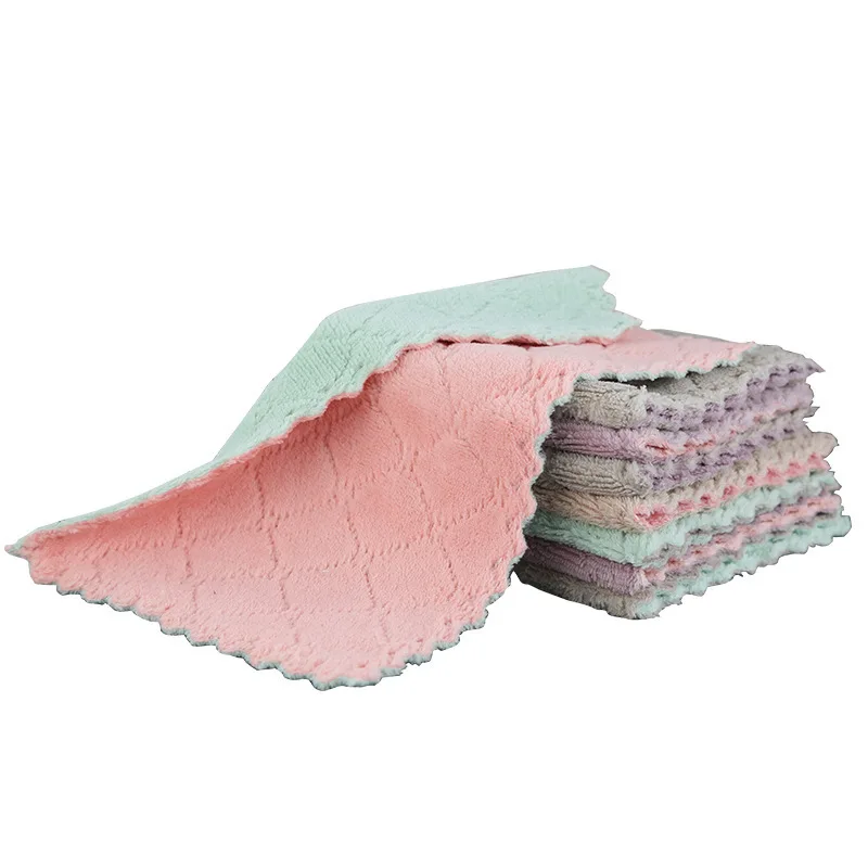 Factory free sample wholesale knitted kitchen towel 15*25cm microfiber kitchen dish washing towels