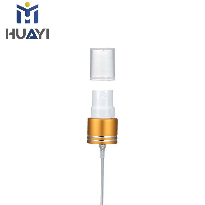 HUAYI Manufacture 16/410 Aluminum Screw Fine Mist Perfume Sprayer With Rings Plastic Spray Pump