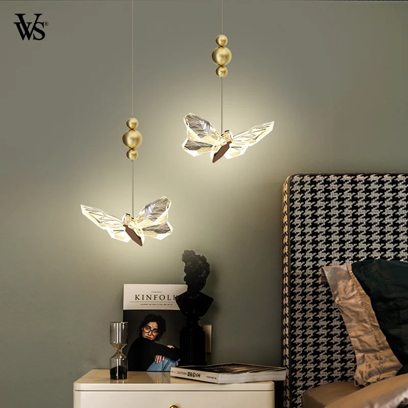 VVS high quality wholesale top seller golden acrylic butterfly european room hanging light for bedroom