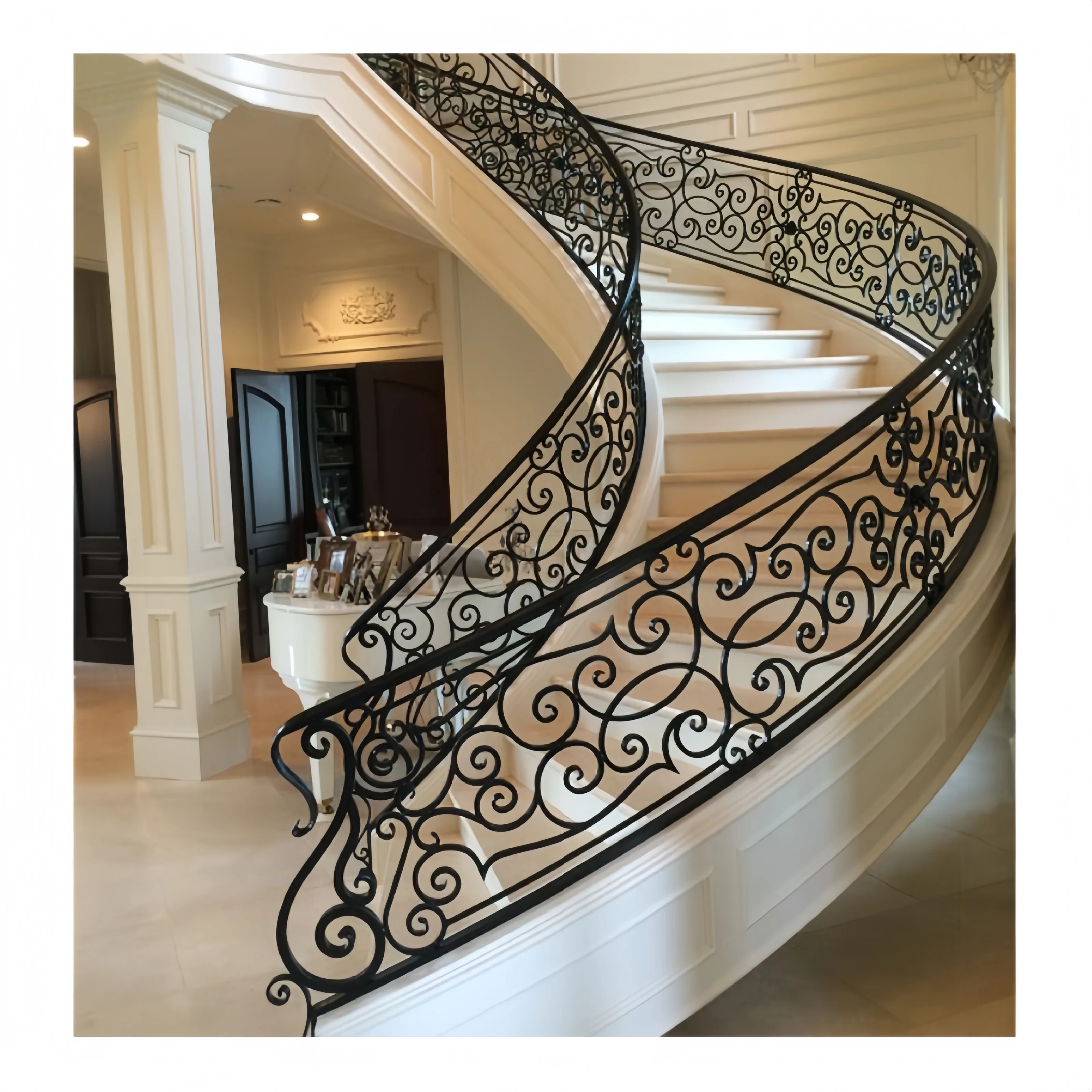 Indoor staircase handrail wrought iron balcony staircase stairs railing design balustrades