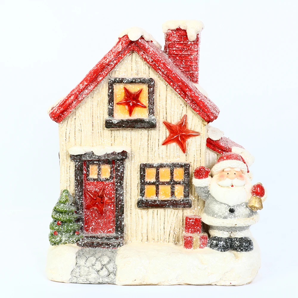 Christmas  Ceramic House Ornaments LED Lights Festival Decorations Living room Home Decor Cone House Xmas Light House Gift