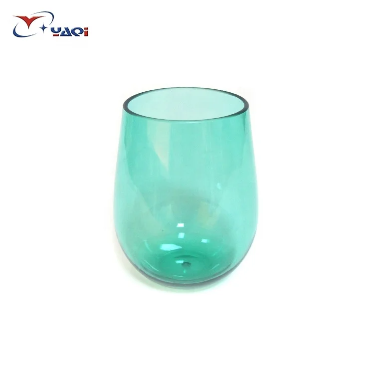 
Disposable PS plastic Unbreakable Reusable Stemless wine Glass 
