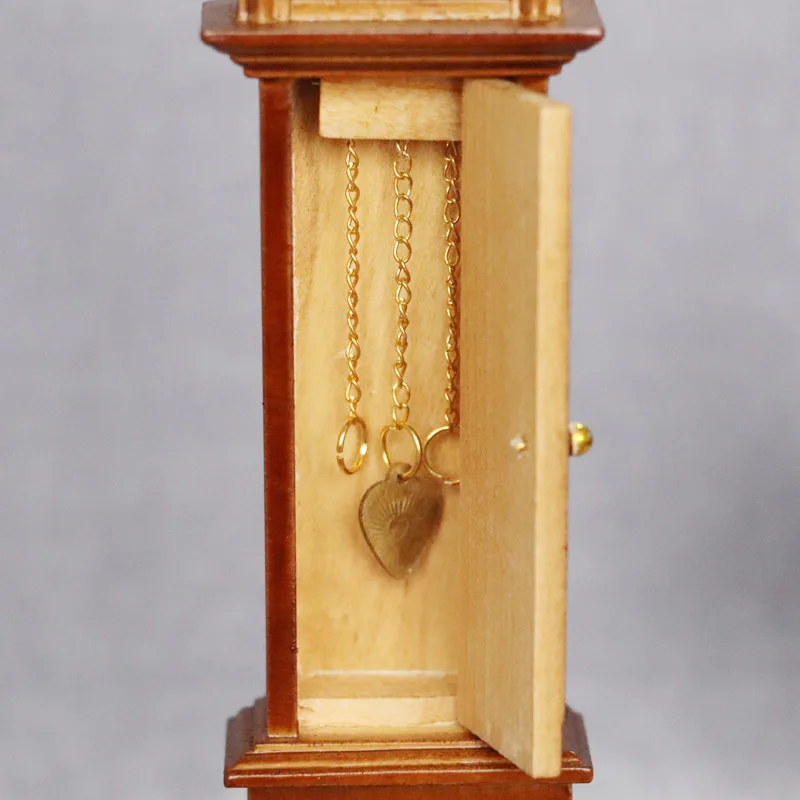 Doll House Floor Clock Miniature Grandfather Clock Dollhouse Wooden Vintage Clock for Living Room Furniture