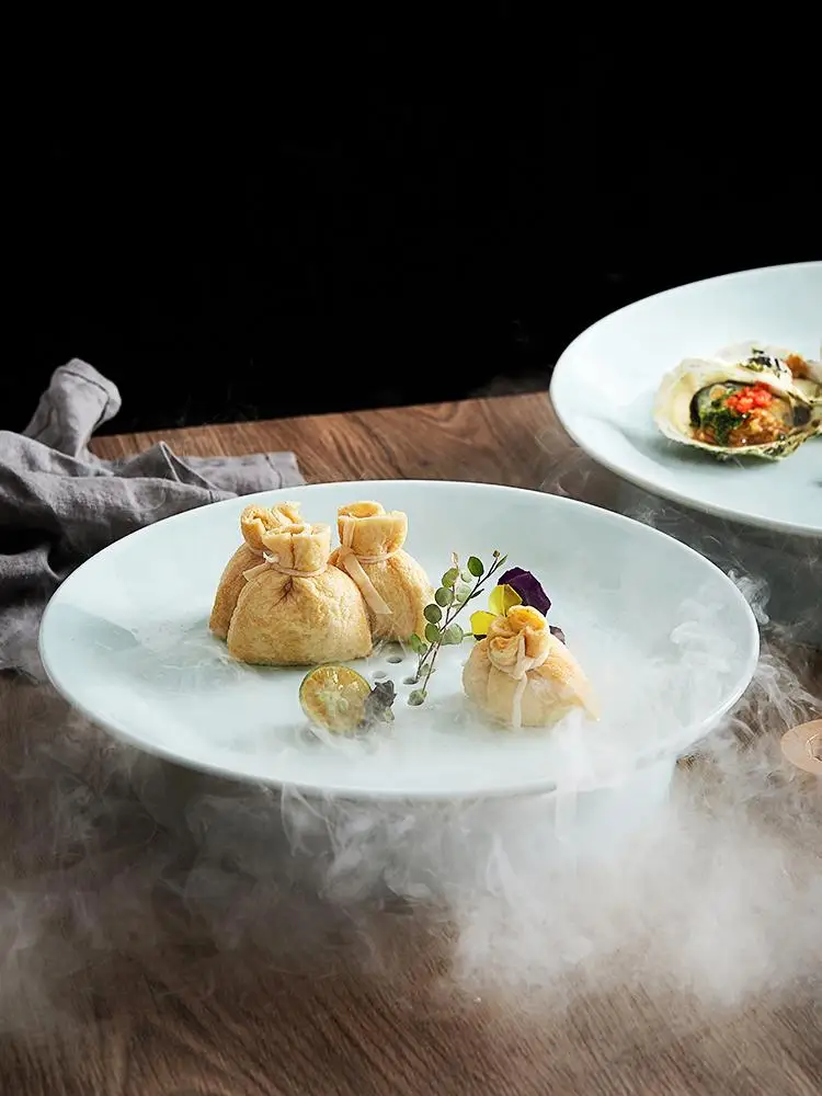 
Hotel Clubhouse Tableware Blue Round Plate Dry ice tray 12/128 