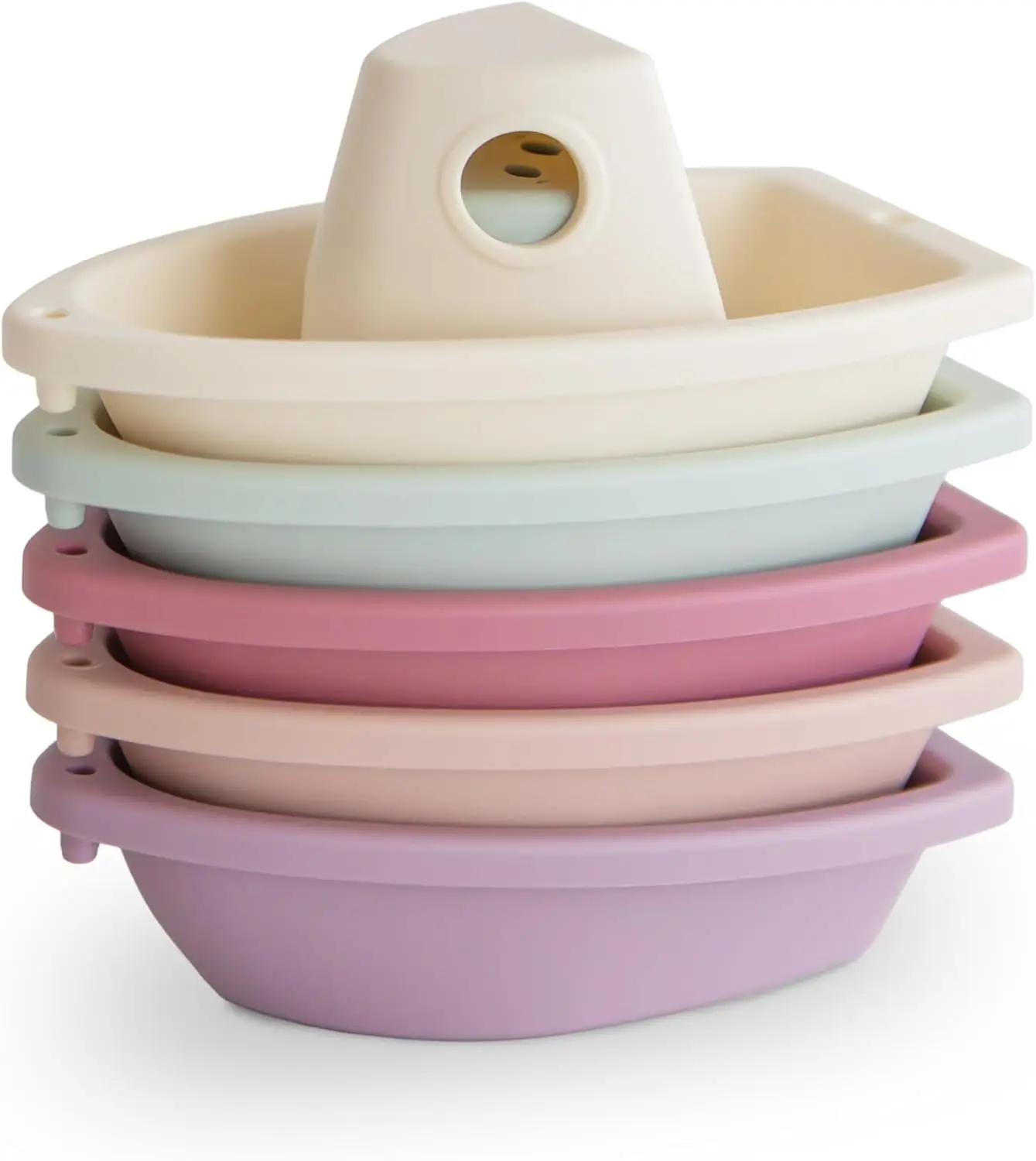 Toddler and Baby Stacking Bathtub Toys With Drain Holes, Stacking Boat Toy Set for Bath Time Fun