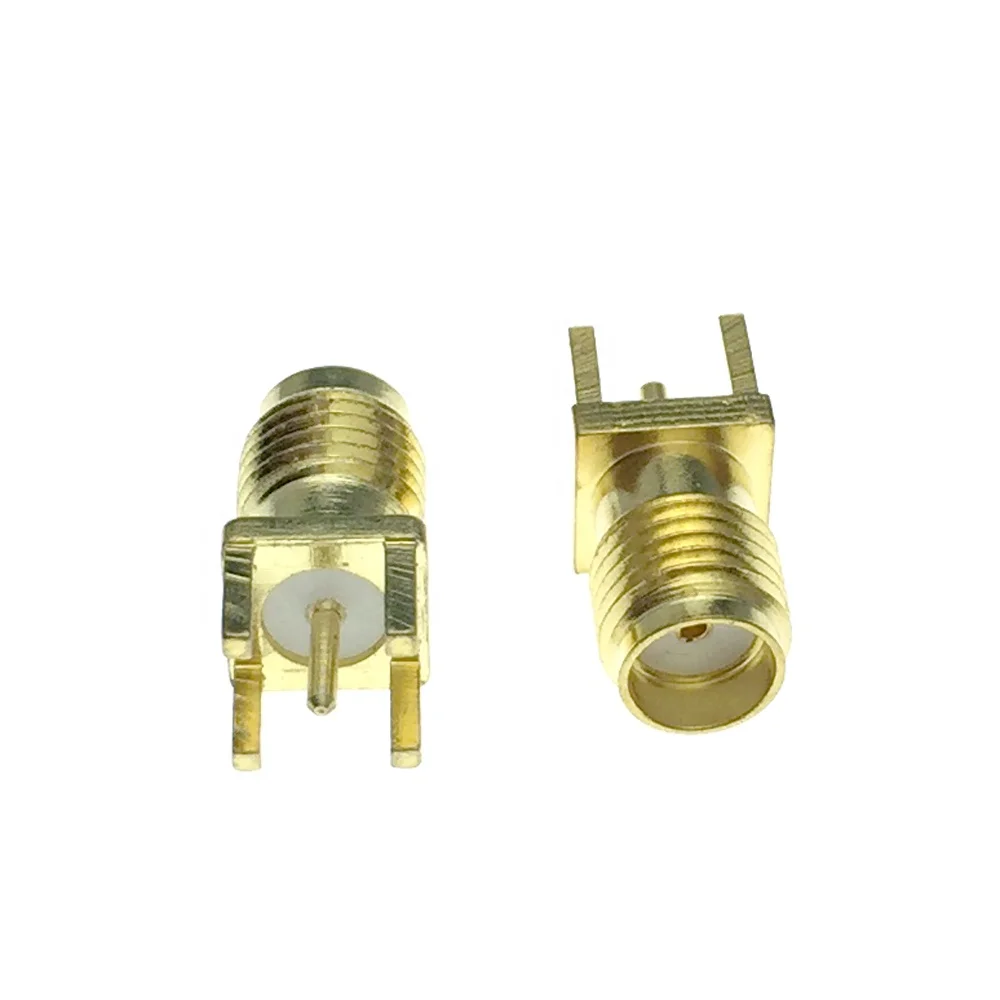 SMA-Female Jack Solder Nut Edge PCB Clip Straight Mount Gold Plated RF Connector Receptacle Solder