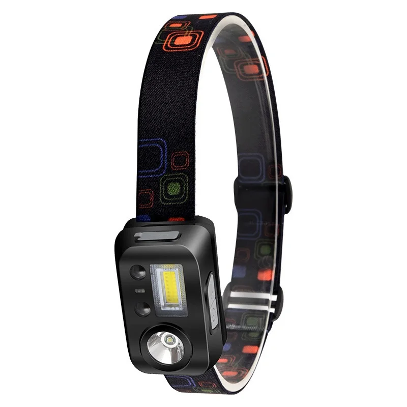 Outdoor Multi-Function LED Headlamp Red Green Light Motion Sensor Type-C USB Rechargeable Waterproof 8 Modes Lithium Ion Mining