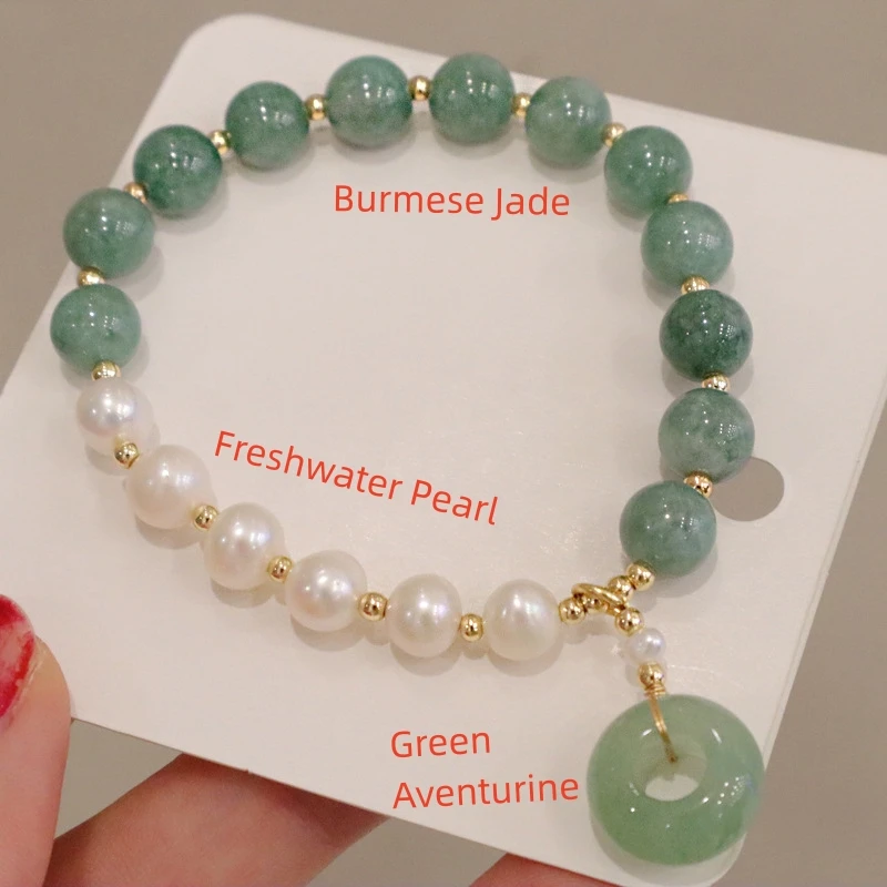 Luxury Hotan Jade Safety Clasp Pendant Women Bracelet Jewelry Natural Freshwater Pearl Myanmar Jade Bracelet For Women