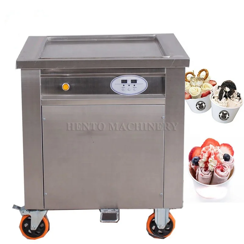 10 Fruit Container Double Pan Thailand Rolled Fried Ice Cream Machine / Instant Ice Cream Rolls Machine