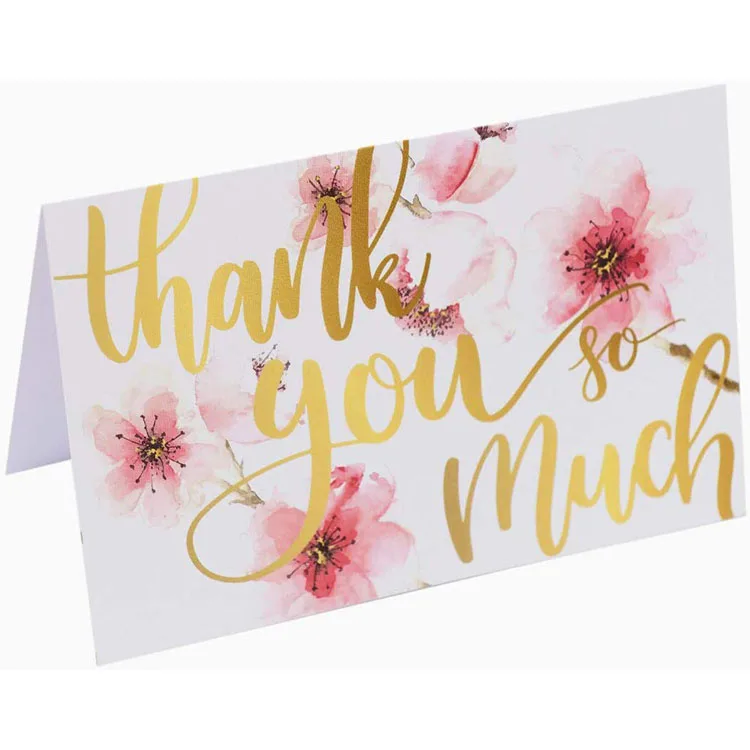 Hot sale 4 x 6 inches floral flower 5 designs 100 thank you cards bulk thank you notes for wedding baby shower
