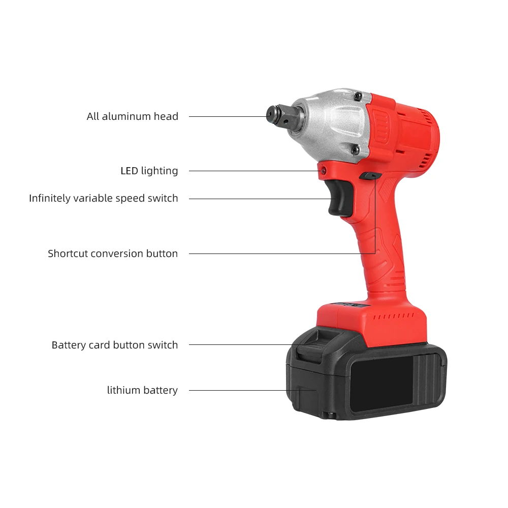 Лидер продаж 2021, электрический бесщеточный беспроводной ударный ключ