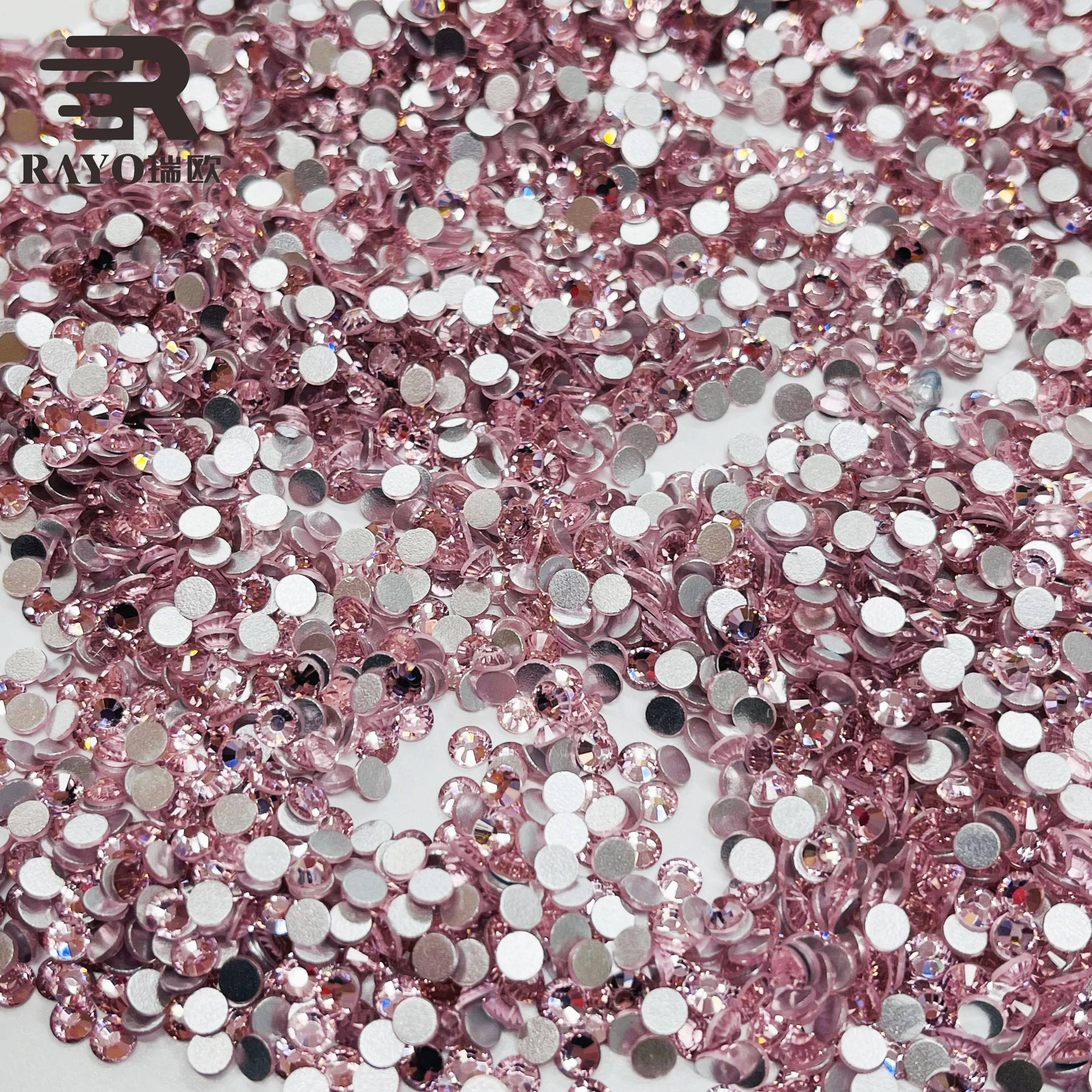 Fashion Lt Rose Wholesale ss6 ss8 ss10 ss20 Top Quality Non Hot Fix Flat Back Nail Rhinestone For Nail Art