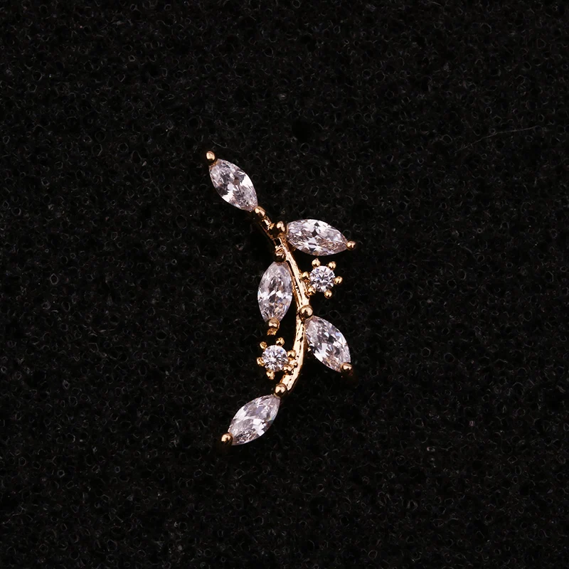 20g Left Right Leaf Gold Silver Fish CZ Stainless Steel Ear Piercing Jewelry Tragus Helix Orbital Screw Back Stud Earring