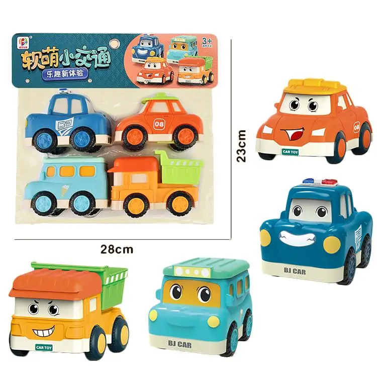 Wholesale Cute Inertia Vehicle Set Plastic Toy Friction Push Cartoon Car Toys