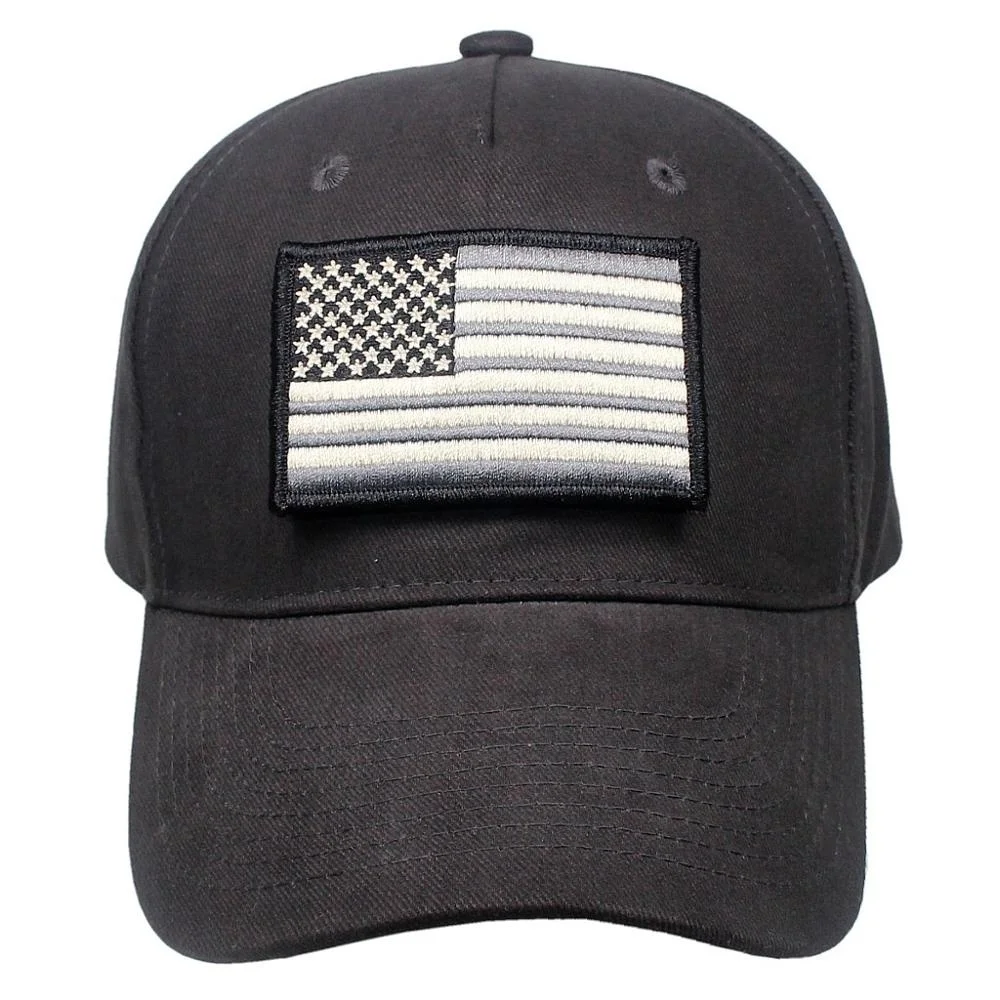 America Flag Hoop and Loop Embroidery Patch Baseball Cap Custom Logo Women Unisex Dark Grey Cotton Men Cap Hats Gorras