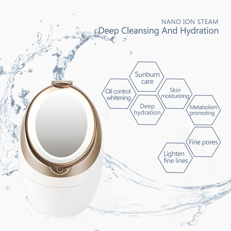 Домашний Уход за кожей, Глубокая очистка, косметическое оборудование, паровой аппарат для лица со светодиодной подсветкой