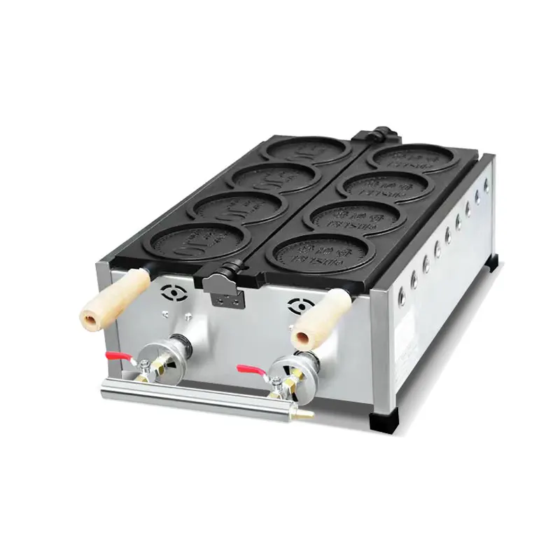 Golden currency waffle machine coin shaped pie baking machine