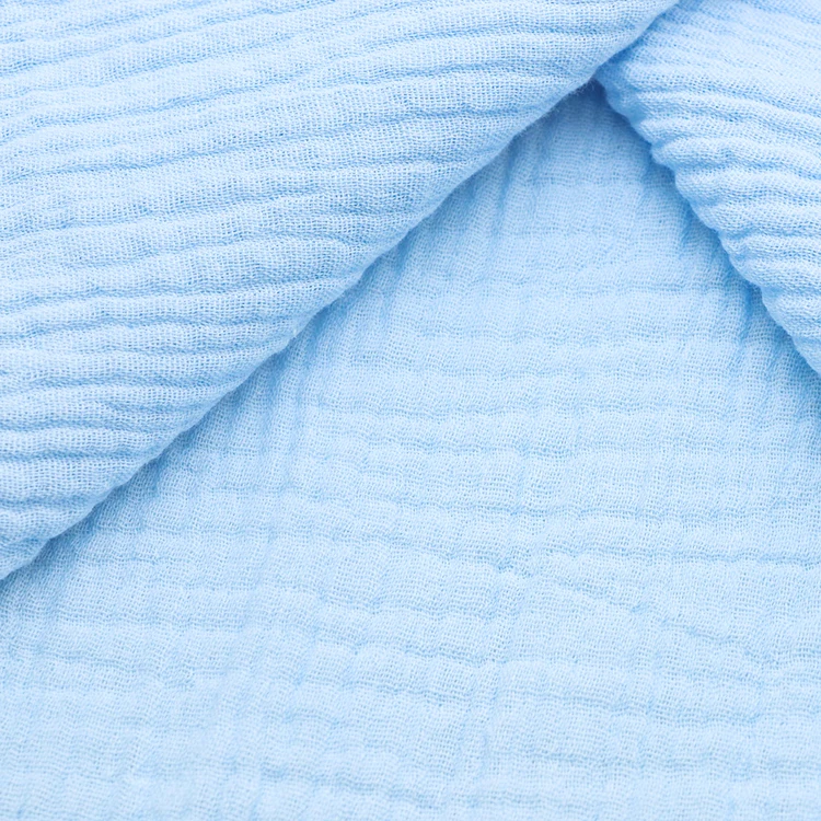 Double gauze muslin fabric 100% cotton crepe fabric plain and printed pattern for baby clothing