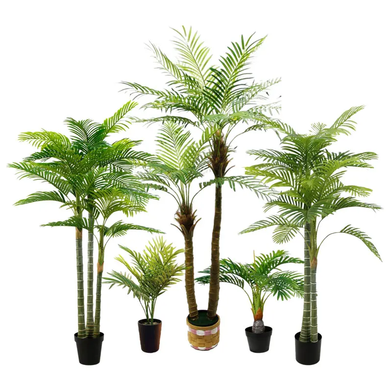 Senmasine Custom 4ft 5ft 6ft 7ft Indoor Outdoor Artificial Plants Faux Plastic Potted areca Bonsai Fake Palm Trees