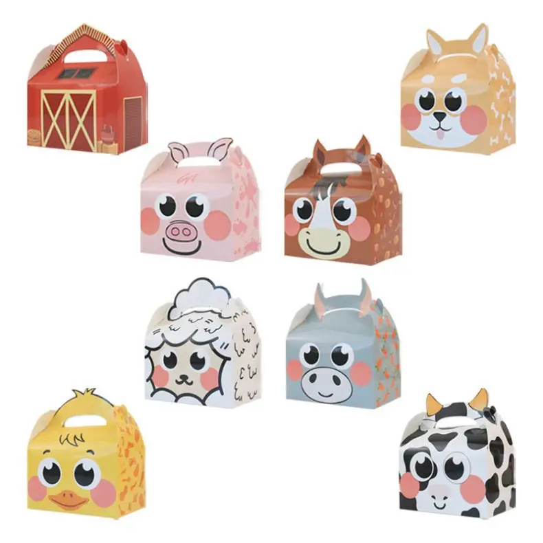 Farm Animal Kids Birthday Decorations Supplies  Party Favor Boxes Barnyard Happy Treat Boxes Candy Goodies Gift Box