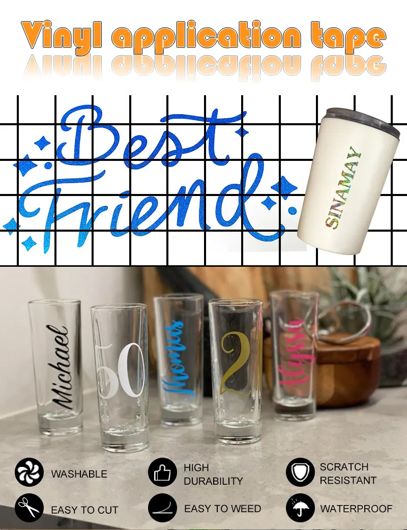 Shunaimei Wholesale Letters Pattern Graphic Design Sign Film Transfer Tape Self Adhesive Application Vinyl Advertising