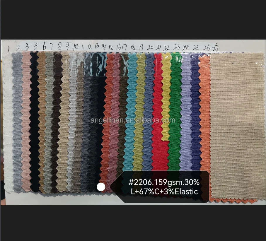 French pure linen stretch fabric with stone washing or printing for wholesale