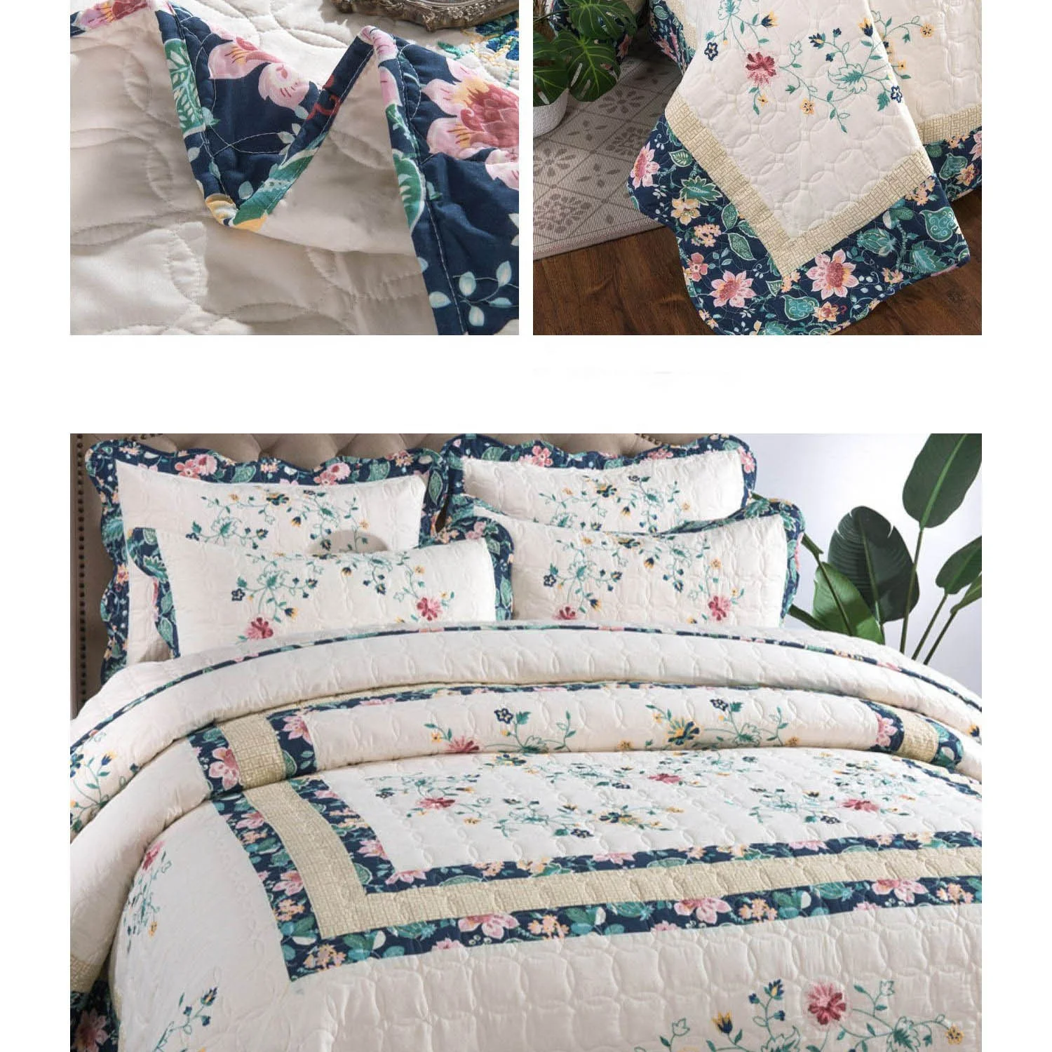 Morden Luxury Mass Production High Grades Warm Bedspread Digital Print Microfiber Floral Kantha Quilt with OEM ODM Acceptable